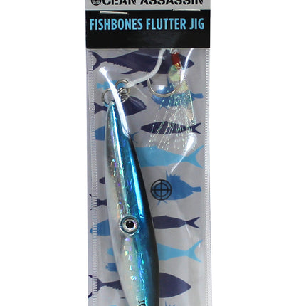 Ocean Assassin Fishbones Flutter Jig - Blue