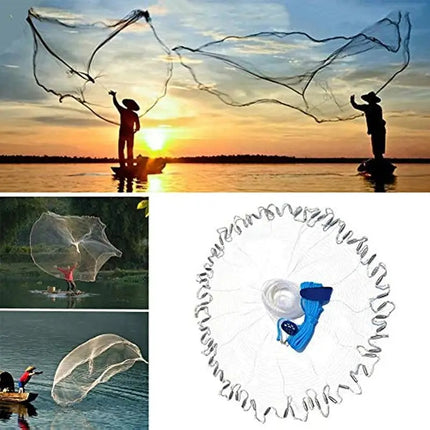 8ft (2.4m) Fishing Casting Net with Sinkers Weights