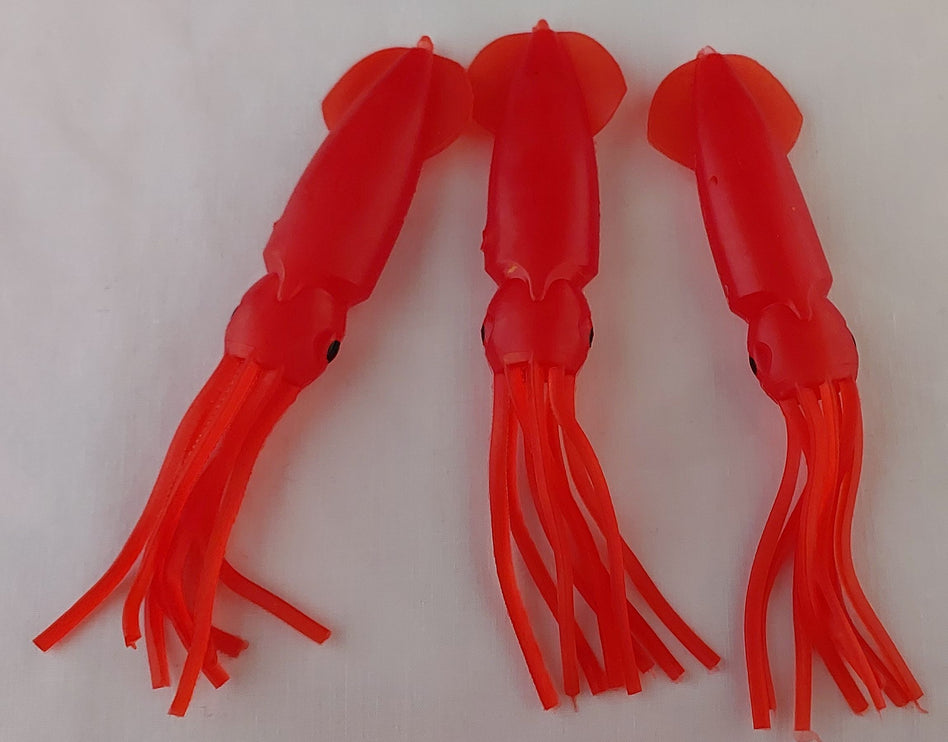 Red 12.5cm Lumo Coloured Fishing Octopus Skirts  (Pkt of 3)