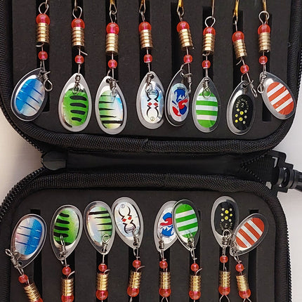 16pc Freshwater Spoon Lure Set for Trout/Salmon in EVA Carry Case