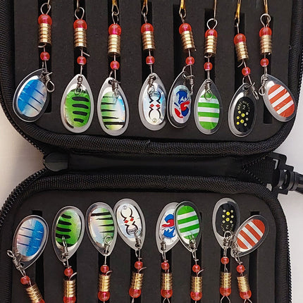 16pc Freshwater Spoon Lure Set for Trout/Salmon in EVA Carry Case