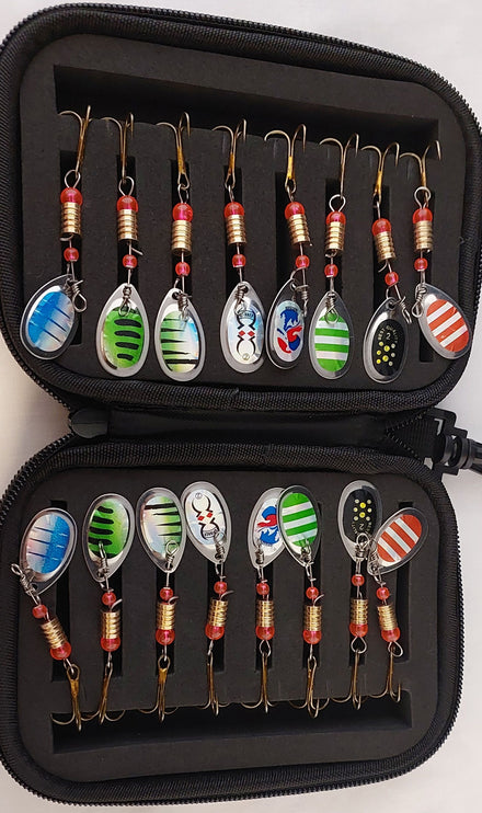 16pc Freshwater Spoon Lure Set for Trout/Salmon in EVA Carry Case