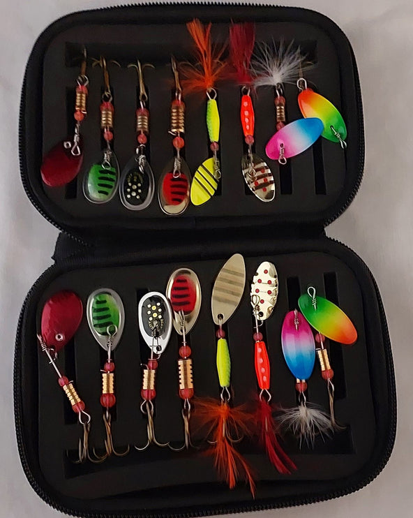 16pc Freshwater Feathered Lure Set  in EVA Carry Case