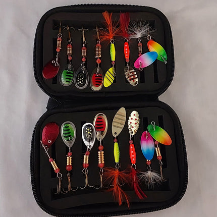 16pc Freshwater Feathered Lure Set  in EVA Carry Case