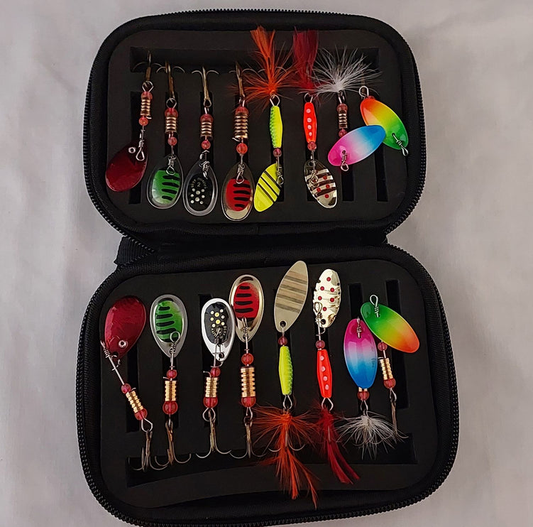 16pc Freshwater Feathered Lure Set  in EVA Carry Case