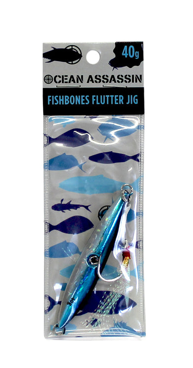 Ocean Assassin Fishbones Flutter Jig - Blue