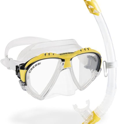 Cressi Adult Matrix & Gamma Mask & Snorkel Set – Clear/Yellow