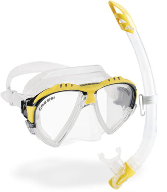 Cressi Adult Matrix & Gamma Mask & Snorkel Set – Clear/Yellow