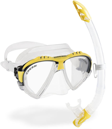 Cressi Adult Matrix & Gamma Mask & Snorkel Set – Clear/Yellow