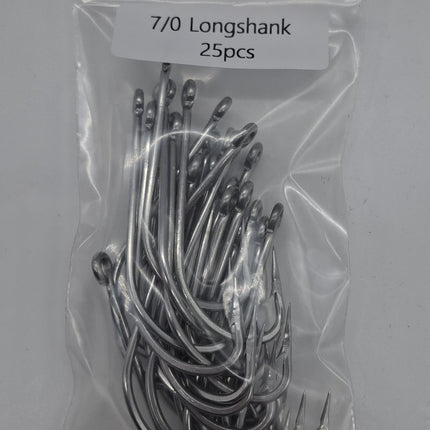 7/0 Long Shank Hooks pack of 25 - Meanfish