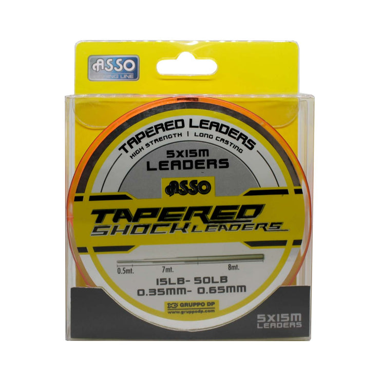 ASSO Tapered Shockleader - Orange - 5x15m - 15-50lb