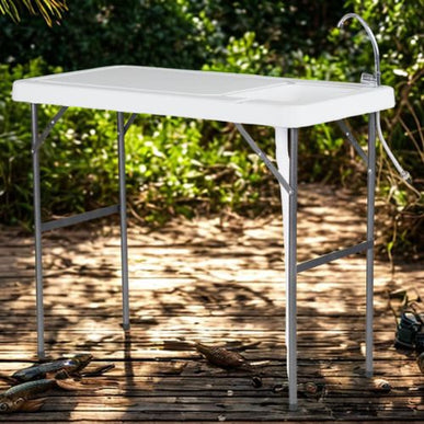 Multi-Purpose Outdoor Fillet Table with Sink & Faucet