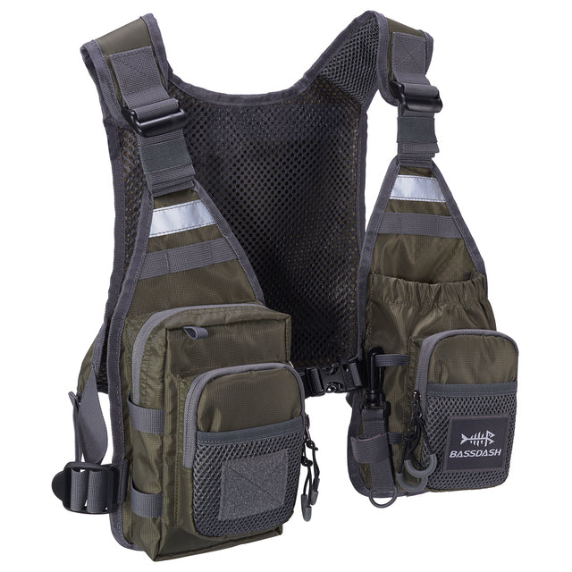 Lightweight Fly Fishing Vest - Army Green