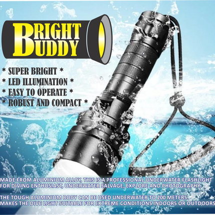 BrightBuddy Premium Dive Torch 100m - 1500 LMNsS