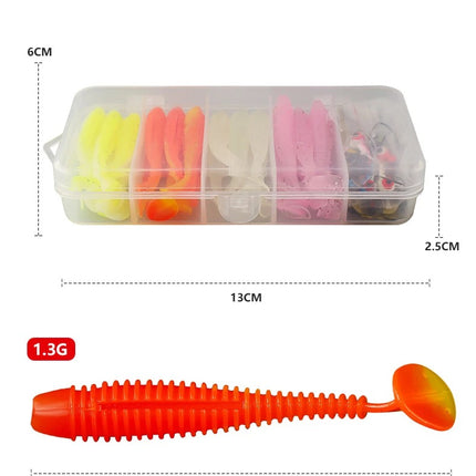 Meanfish 36pcs Fishing Bait Accessories Set – Soft Lure Kit with 1.75g Jig Heads