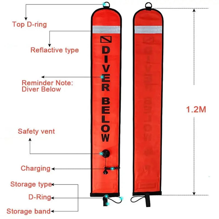 Dive Safety 120cm Surface Marker Buoy Orange