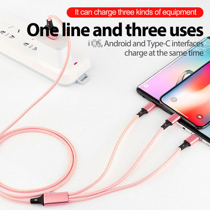 3 in 1 Super Phone Charge and Data Cable for Iphone Samsung  Huawei - 1.2 M Cable