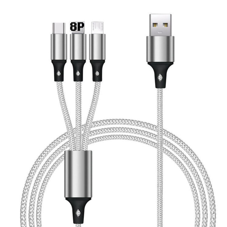 3 in 1 Super Phone Charge and Data Cable for Iphone Samsung  Huawei - 1.2 M Cable