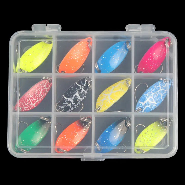 12pcs Spoon Lure Kit with Tackle Box