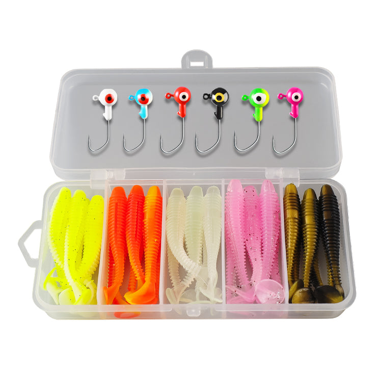 Meanfish 36pcs Fishing Bait Accessories Set – Soft Lure Kit with 1.75g Jig Heads