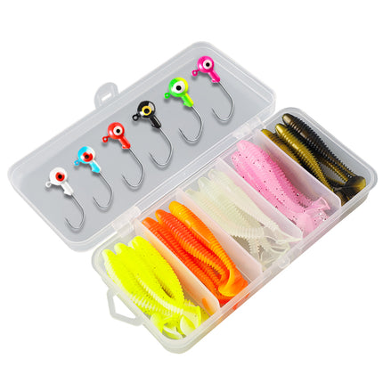 Meanfish 36pcs Fishing Bait Accessories Set – Soft Lure Kit with 1.75g Jig Heads
