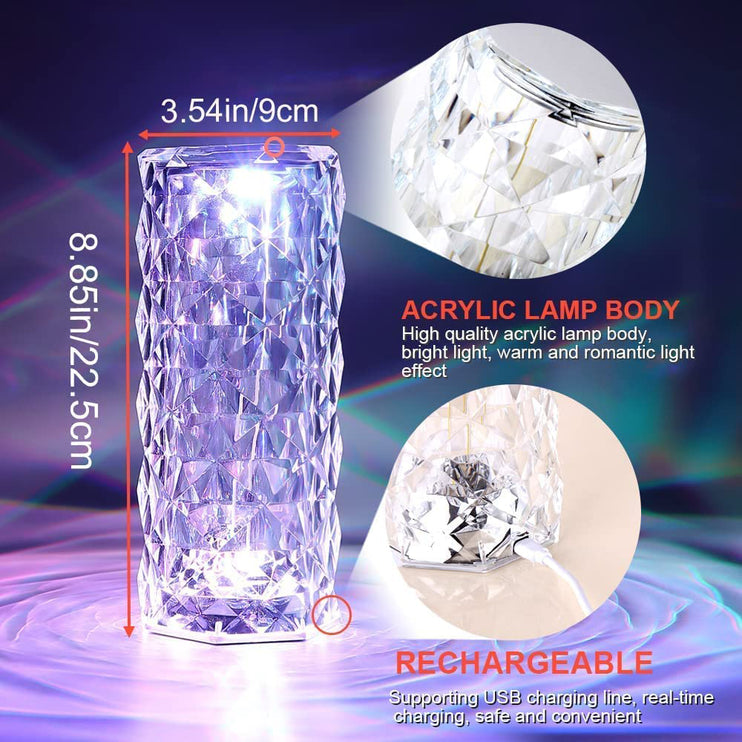 3D Rose Diamond Desk lamp USB Rechargeable