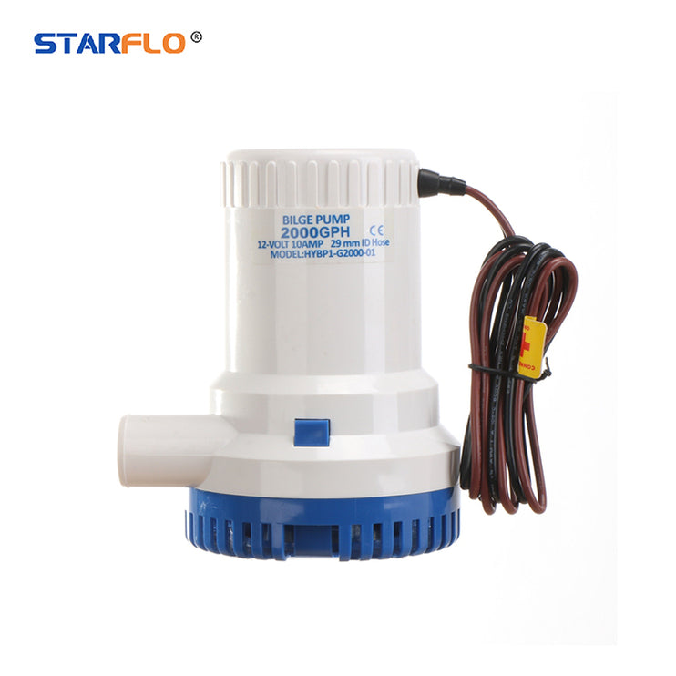 2000GPH 12V/24V Electric Bilge Pump – High Power Portable Marine Boat Submersible Water Pump