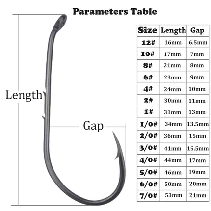 50pcs Double-backed 6/0  High Carbon Fishing Hooks