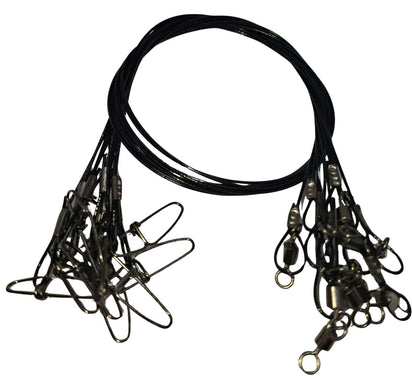 10PCS Heavy-Duty Steel Wire Traces – 150lb x 50cm