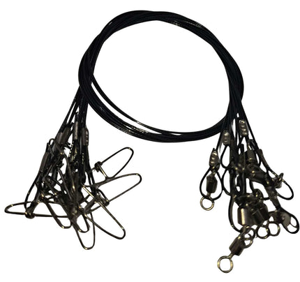 10PCS Heavy-Duty Steel Wire Traces – 150lb x 50cm
