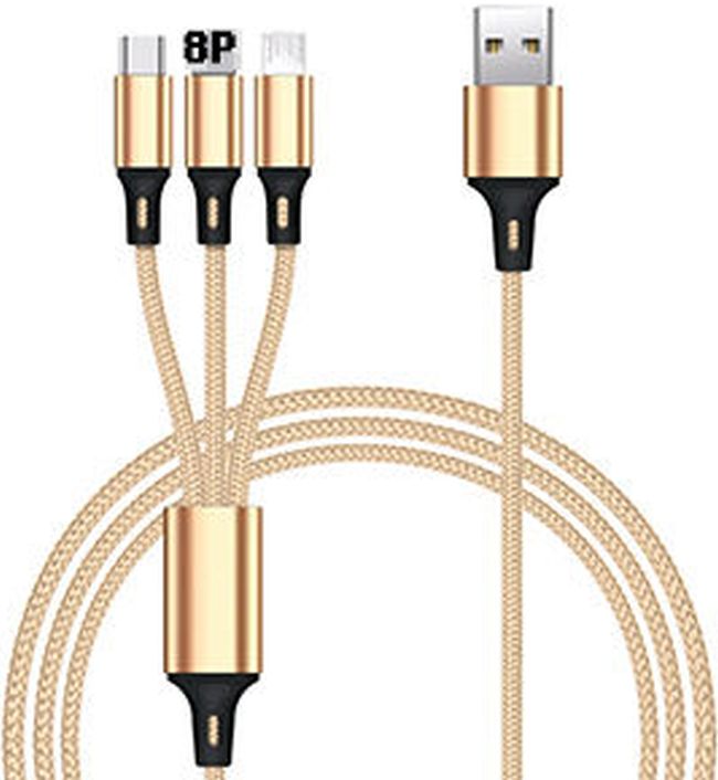 3 in 1 Super Phone Charge and Data Cable for Iphone Samsung  Huawei - 1.2 M Cable