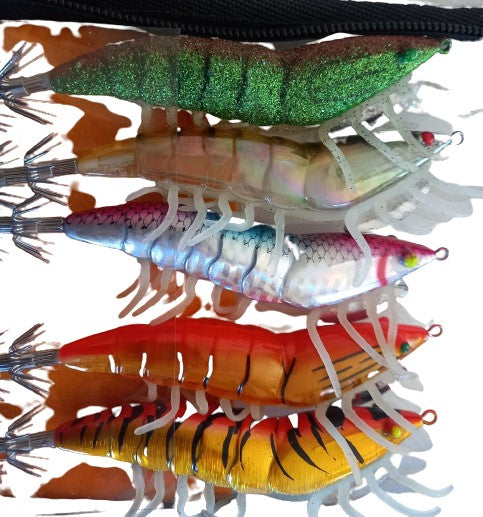 5Pk Lead Head Prawns  90mm x 21g Mixed Colours