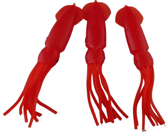 Red 12.5cm Lumo Coloured Fishing Octopus Skirts  (Pkt of 3)