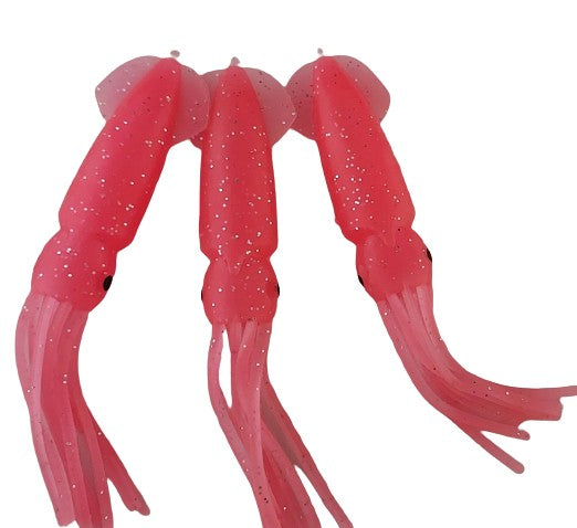 Pink 12.5cm Lumo Coloured Fishing Octopus Skirts  (Pkt of 3)