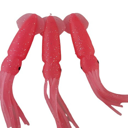 Pink 12.5cm Lumo Coloured Fishing Octopus Skirts  (Pkt of 3)