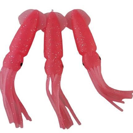 Pink 12.5cm Lumo Coloured Fishing Octopus Skirts  (Pkt of 3)