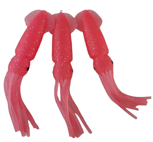 Pink 12.5cm Lumo Coloured Fishing Octopus Skirts  (Pkt of 3)