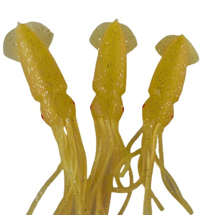 Yellow 12.5cm Lumo Coloured Fishing Octopus Skirts  (Pkt of 3)