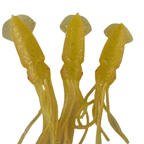 Yellow 12.5cm Lumo Coloured Fishing Octopus Skirts  (Pkt of 3)