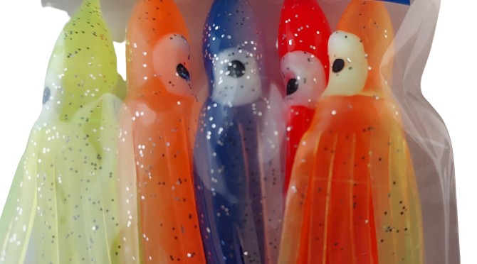 Soft Squid Skirts -10cm  Multi Coloured Lumo - Pack of 5