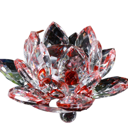 Red - 60mm Quartz Crystal Lotus Flower