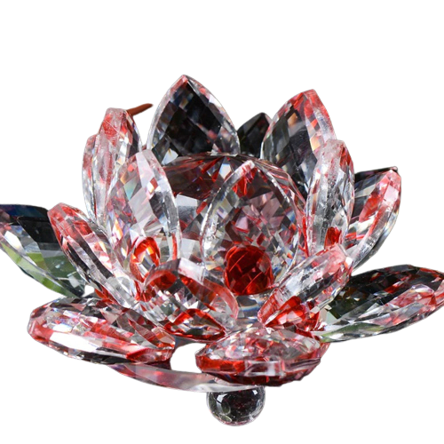 Red - 60mm Quartz Crystal Lotus Flower