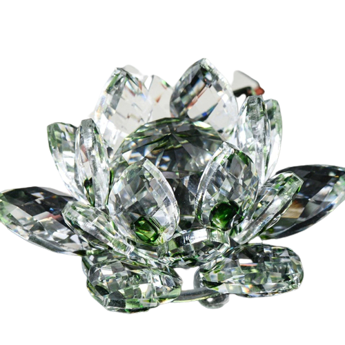 Green - Quartz Crystal Lotus Flower -  60mm