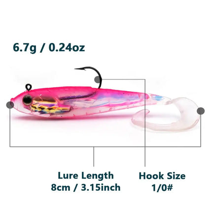 Soft Fishing Lures with Lead Head Jigs – Bass & Trout (Several quantities and colours available)