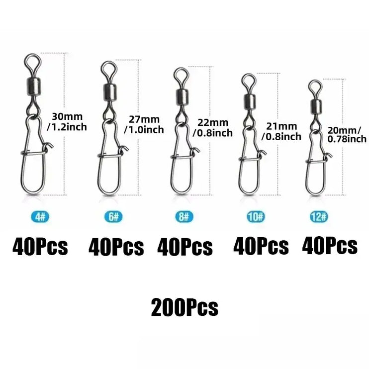 Stainless Steel Fishing Swivel Snaps – 50/100/200pcs
