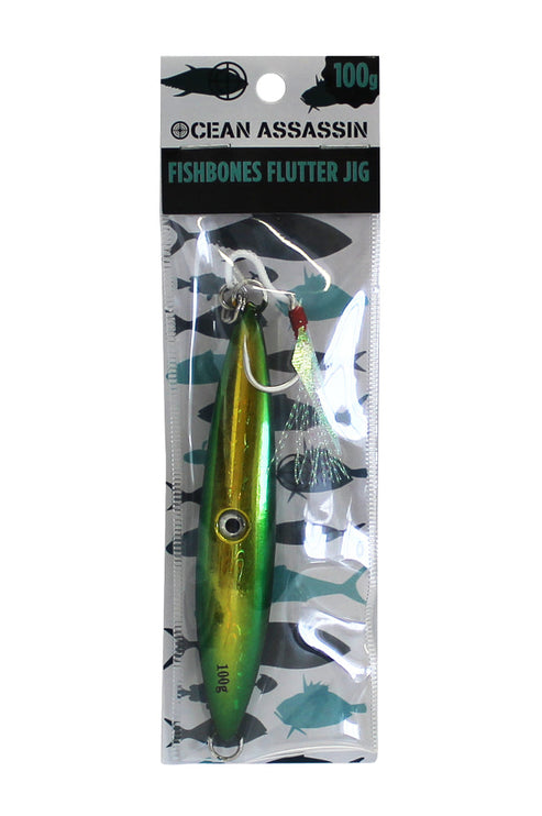 Ocean Assassin Fishbones Flutter Jig - Green