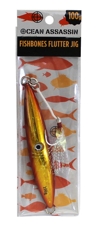 Ocean Assassin Fishbones Flutter Jig - Orange