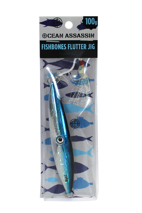 Ocean Assassin Fishbones Flutter Jig - Blue