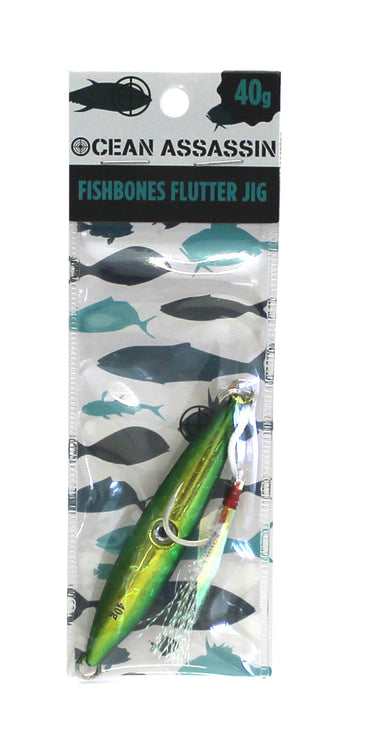 Ocean Assassin Fishbones Flutter Jig - Green