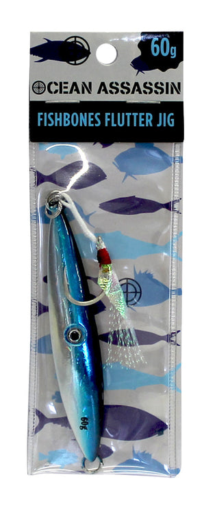 Ocean Assassin Fishbones Flutter Jig - Blue